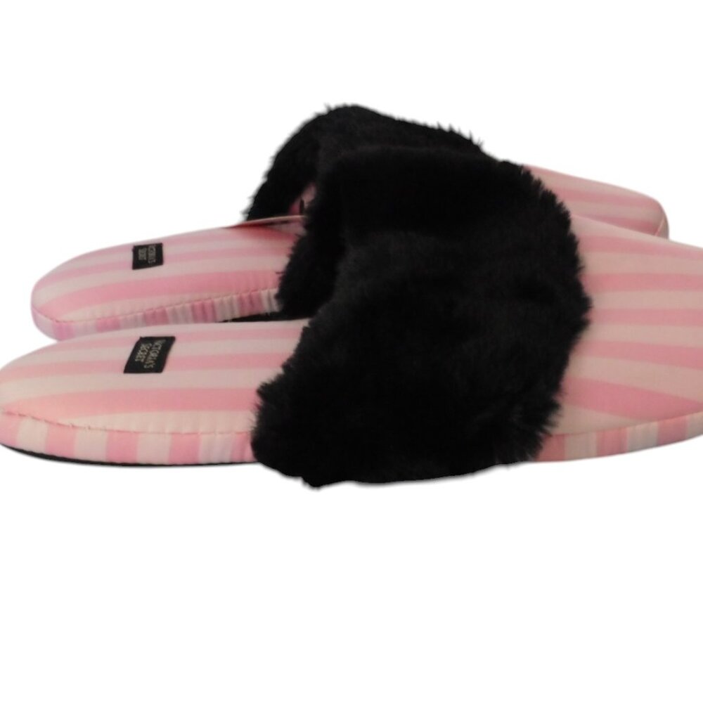 NEW Victorias Secret Satin Scuff‎ Slippers Striped 11163735 Size M 7 - 8 - Picture 6 of 7